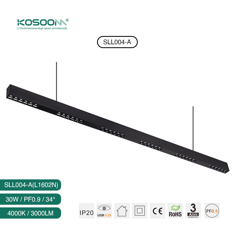 Negro Lámpra Lineal LED de Techo Luz Suspensión Colgante 30W 4000K 3000LM SLL004-A-L1602 -KOSOOM - Imagen 3