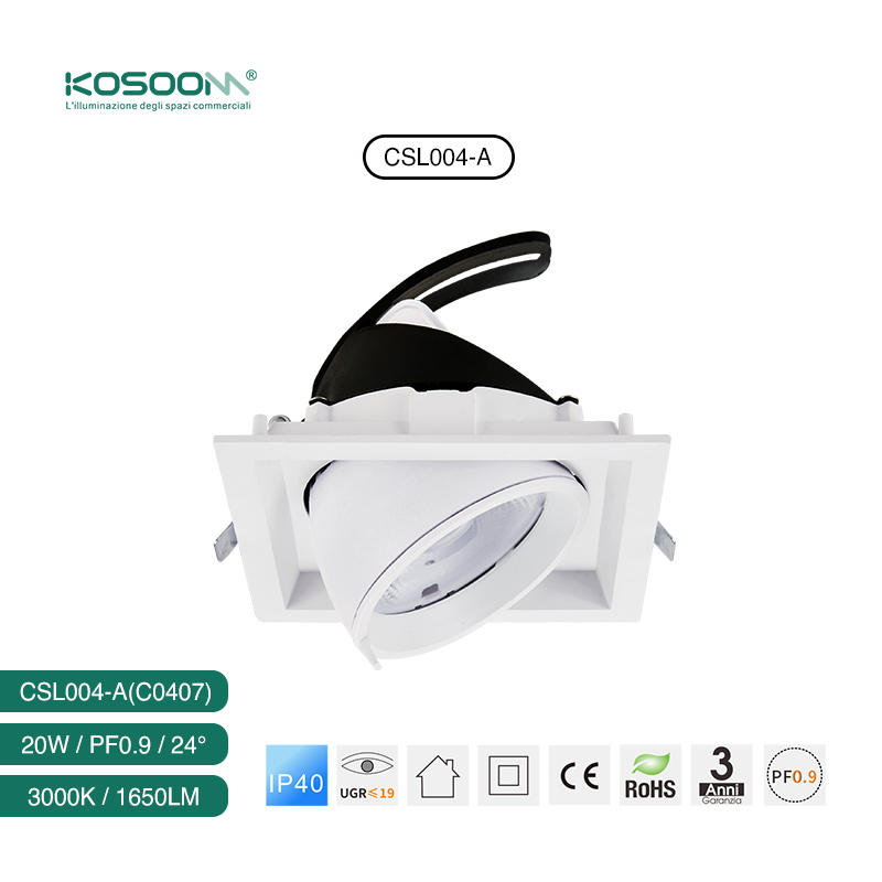 Comercios Oficinas Foco Regulable 20W 3000K 1650LM Blanco Downlights Focos Empotrables LED C0407 CSL004-A -KOSOOM - Imagen 3