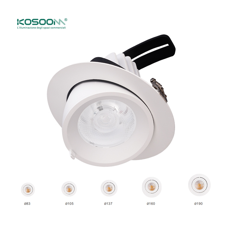 Foco LED Orientables Spotlight Regulable Empotrado de Trompa de Elefante para Comercios C0306 de Bajo Consumo IP40 20W 4000K 2200LM CSL003-A Kosoom - Imagen 5