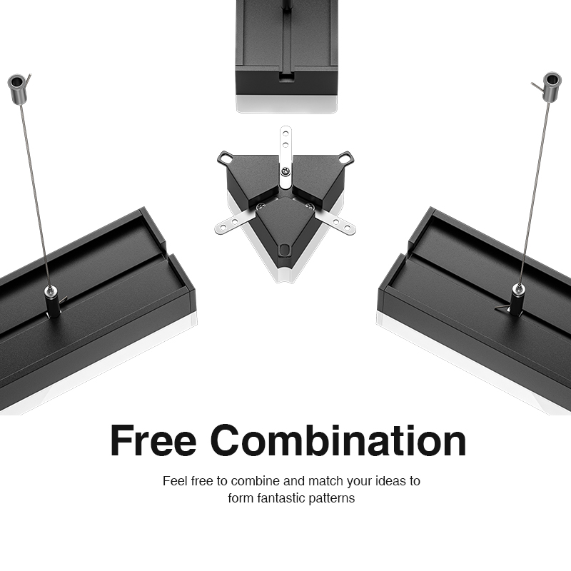 Lámpara Lineal LED de Techo Colgante Multifuncional Negro 50W 4000K 4960LM -Kosoom - Imagen 5