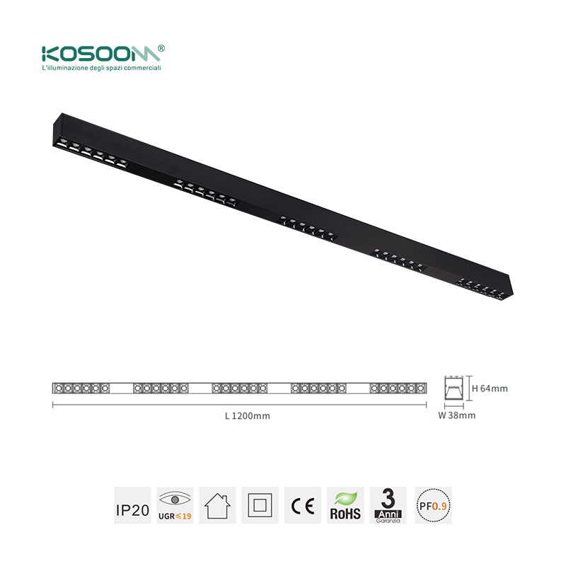Negro Lámpra Lineal LED de Techo Luz Suspensión Colgante 30W 4000K 3000LM SLL004-A-L1602 -KOSOOM - Imagen 6