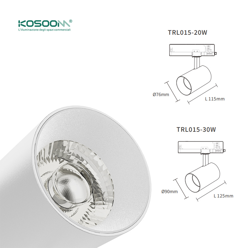 LED Diseño Elegante Focos de Carril Blanco 20W/4000K/2700LM/Ángulo del haz 36˚ T1501B TRL015 -Kosoom - Imagen 7