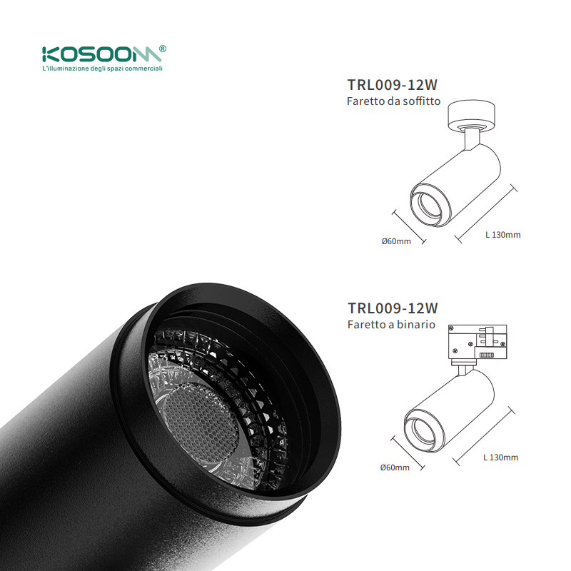 Eficiencia Energética 4000K Foco en el Techo Spotlight LED 12W Iluminación de Riel LED Negro 960LM CRI≥80 TRL009-T0903N- Kosoom - Imagen 8
