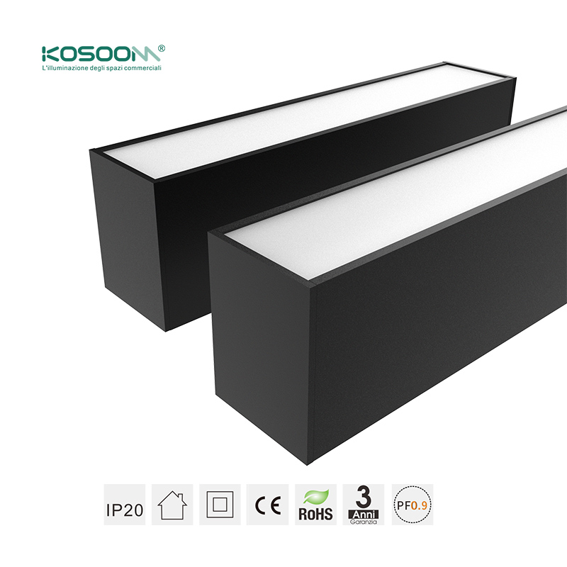 Negro Lámpara Lineal LED de Techo Colgante Eficiente 20W 4000K 2100LM Ángulo 110˚ Negro -Kosoom - Imagen 9