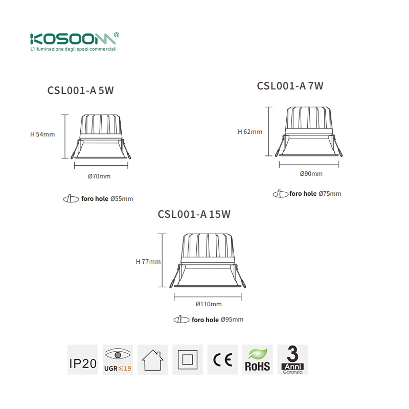 Foco LED Empotrable Blanco 300LM CSL001-A-C0101 KOSOOM - Imagen 9