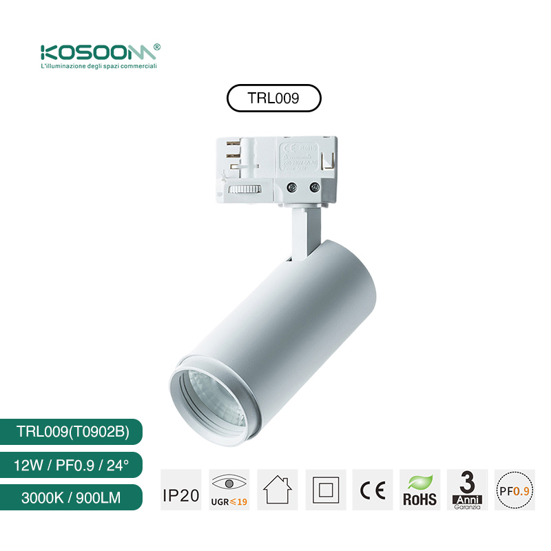 Eficiencia Energética Track Lighting LED Foco de Carril 12W 900LM LED Blanco Iluminación en Carril 3000k CRI≥80 TRL009-T0902B- Kosoom - Imagen 4