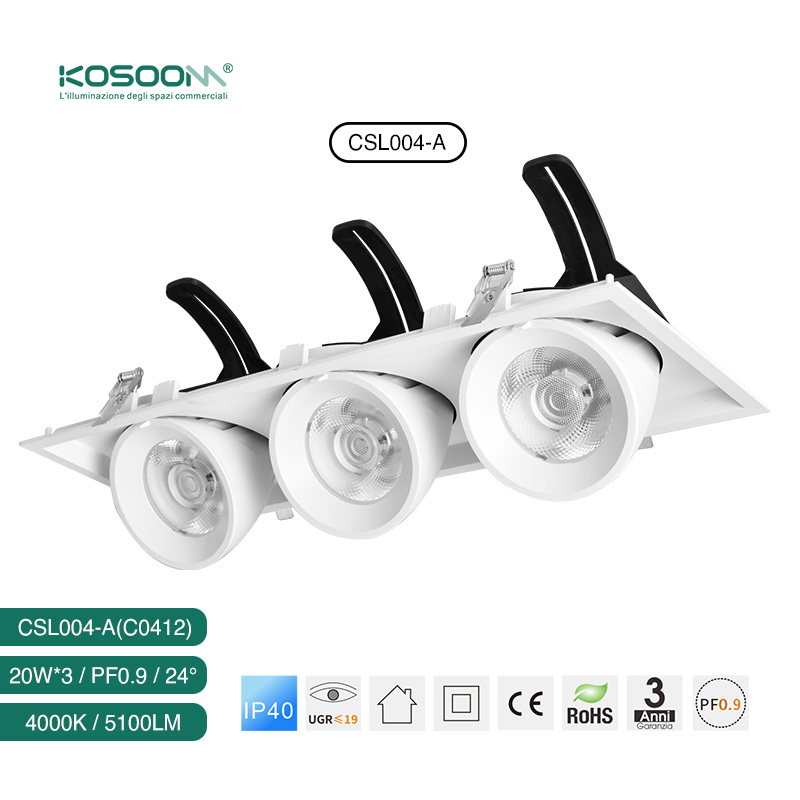 Downlight Eficiencia Energética C0412 Focos Empotrables LED de Bajo Consumo Regulable 20W*3 4000K 5100LM CSL004-A KOSOOM - Imagen 3