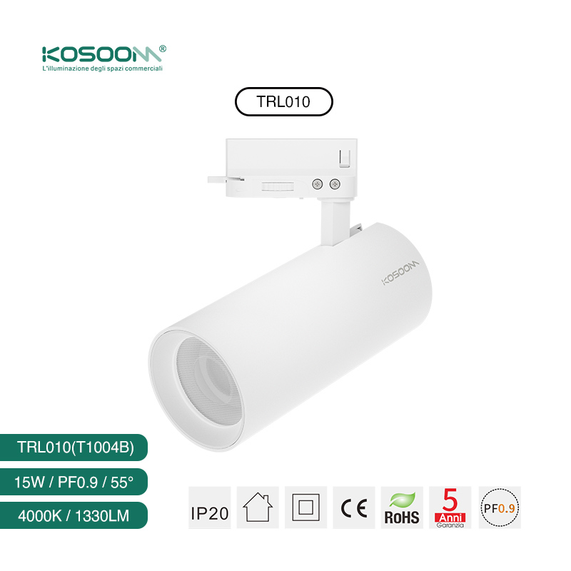 Iluminación de Riel Foco LED Track Lighting Blanco Directos de Fábrica TRL010-T1004B 4000K 15W 1330LM Ángulo de haz 55˚- Kosoom - Imagen 4
