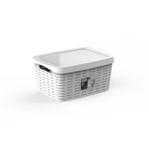 Cesta Grande con Tapa Bamboo blanco