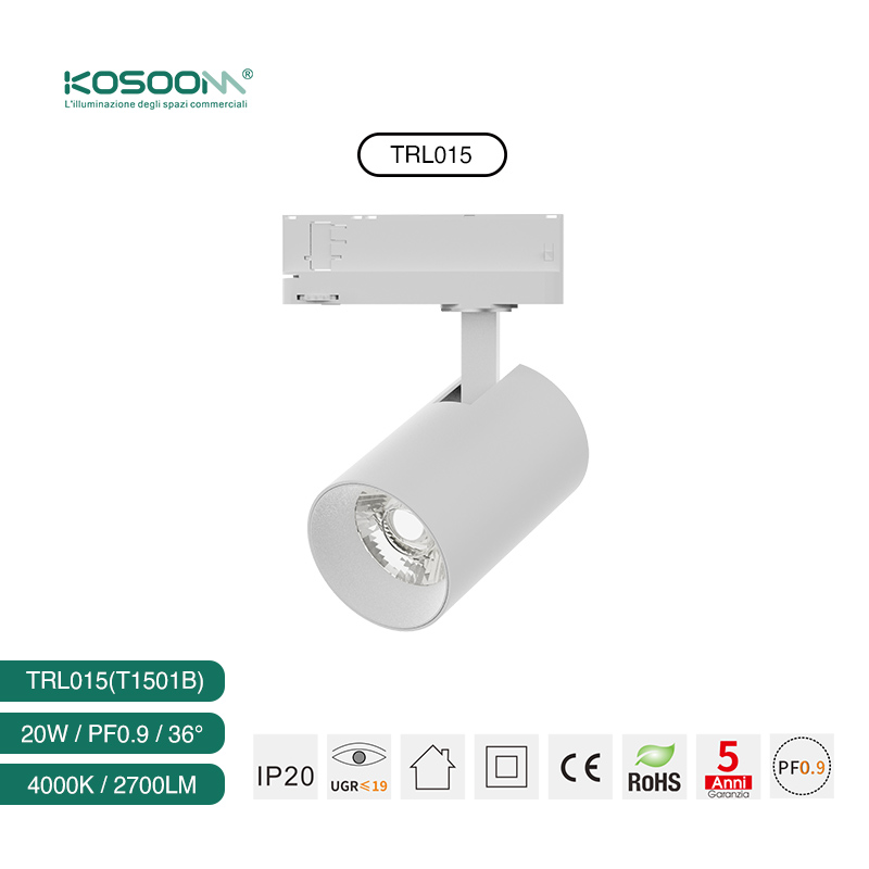 LED Diseño Elegante Focos de Carril Blanco 20W/4000K/2700LM/Ángulo del haz 36˚ T1501B TRL015 -Kosoom - Imagen 3