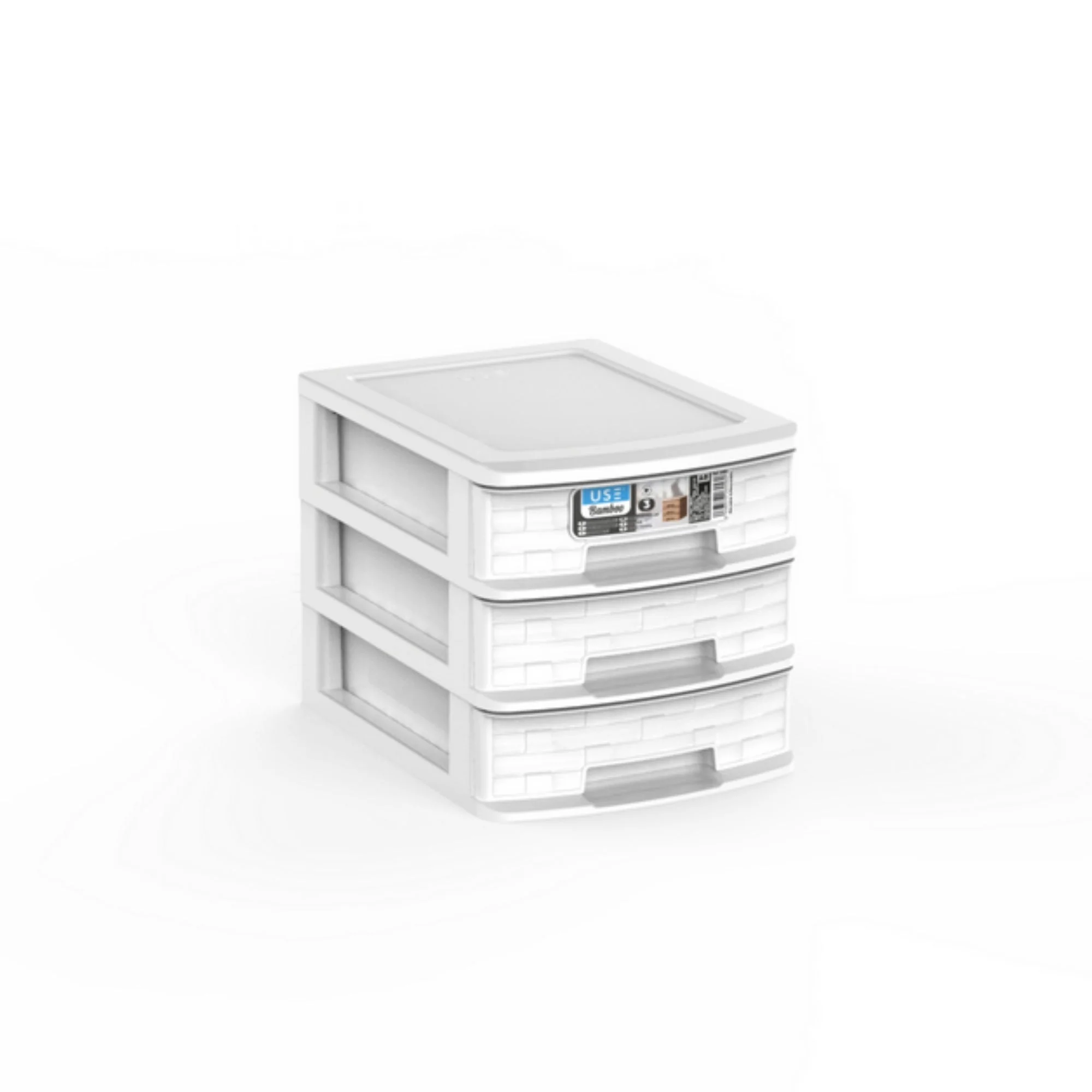 Cajonera A5 Bamboo 3 Cajones blanco roto - Imagen 3