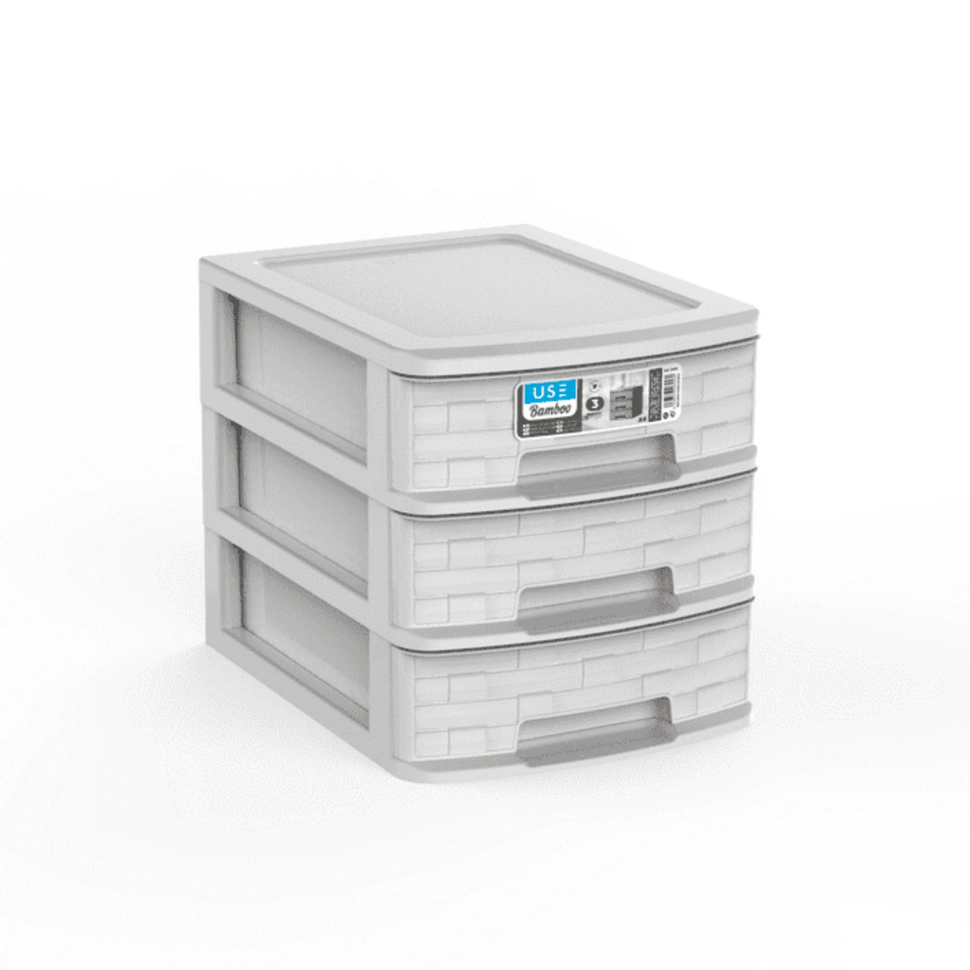Cajonera A4 Bamboo 3 Cajones gris claro - Imagen 2