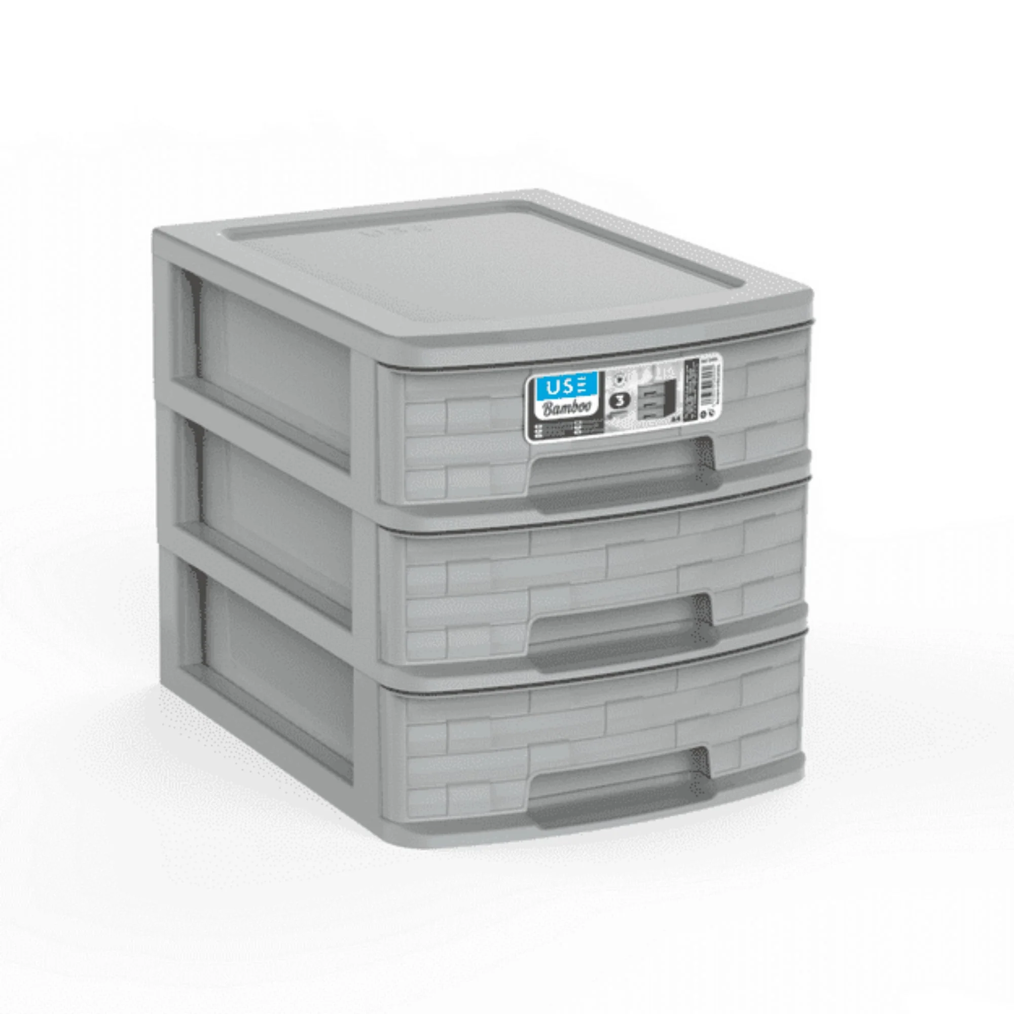 Cajonera A4 Bamboo 3 Cajones gris claro - Imagen 4