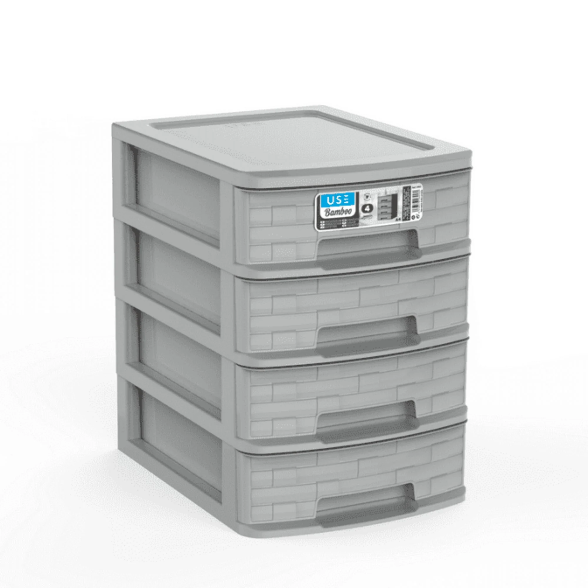 Cajonera A4 Bamboo 4 Cajones gris claro - Imagen 4