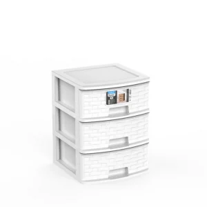 Cajonera Grande Bamboo 3 Cajones blanco