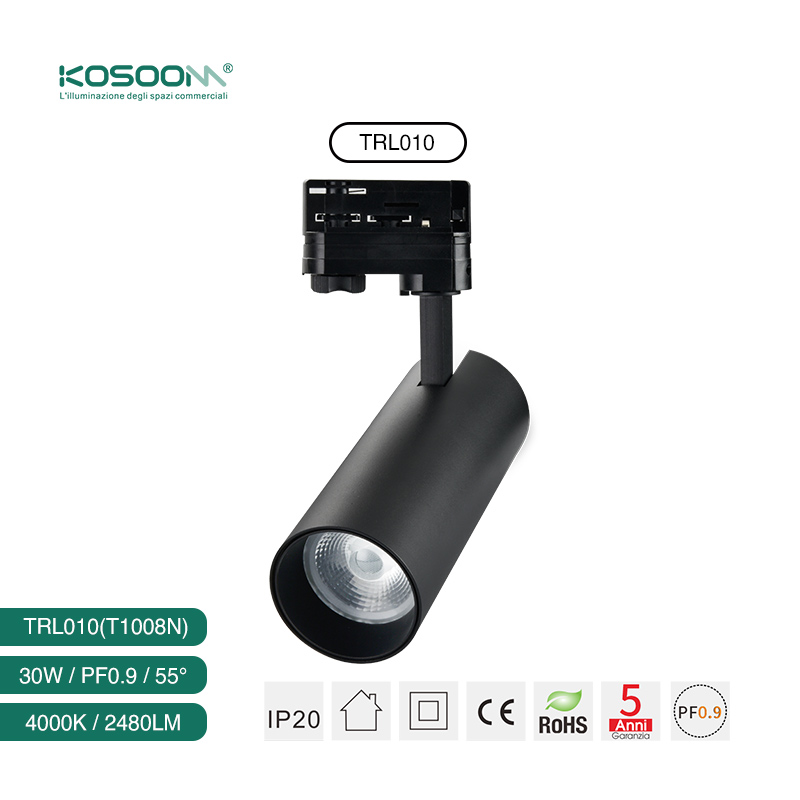 Foco en Carril Spotlight Iluminación de Riel LED Directamente de Fábrica Negro 4000K 30W 2500LM TRL010-T1008N- Kosoom - Imagen 4