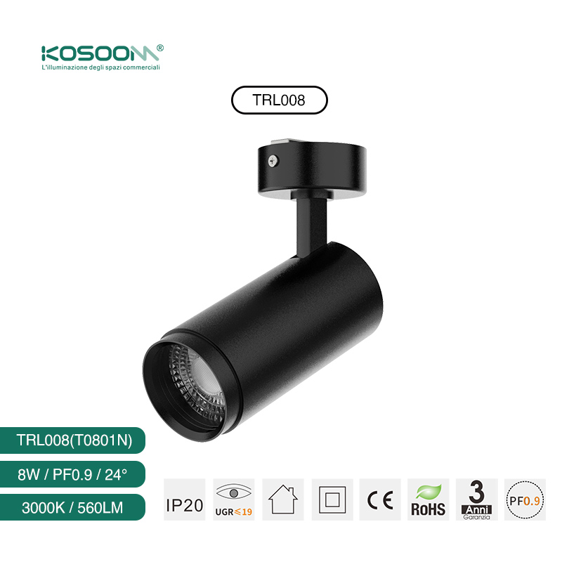 Eficiencia Energética Foco al Techo LED Spotlight 8W 560LM Negro LED Carril Iluminación 3000K TRL008-T0801N- Kosoom - Imagen 4
