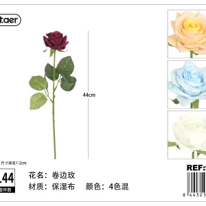 Rosa artificial con hojas 44cm