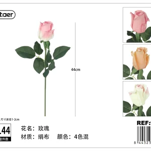 Rosa artificial con hojas 44cm