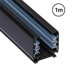 Perfil Accesorios Carril Trifásico para Track Lighting LED 1000mm Negro TRA001-AB01N Kosoom