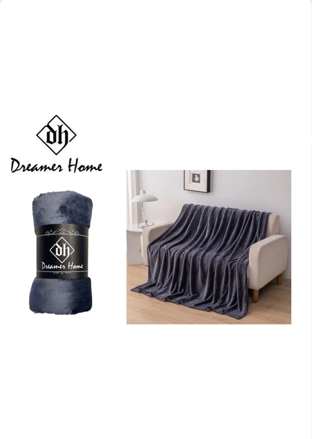 Manta azul niebla 130x160cm - Imagen 2