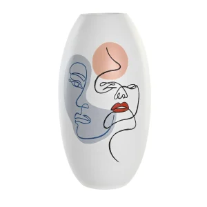 Jarron resina 20.5*20.5*38cm cara abstracto