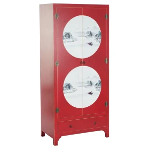 Armario abeto mdf 85.5*50.5*186.2cm rojo