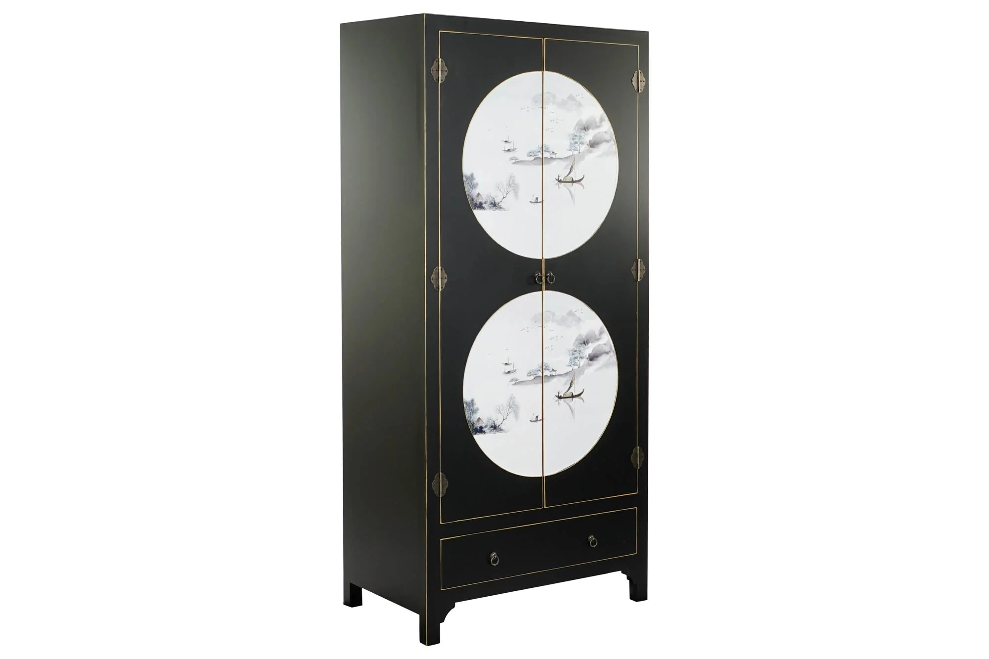 Armario abeto mdf 85.5*50.5*186.2cm negro - Imagen 2